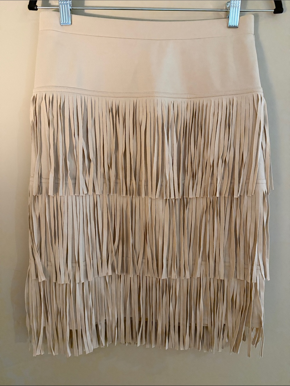 Chico’s Fringe Tiered Pencil Skirt — Beige Size 0